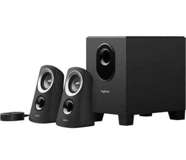 Logitech 980-000413 Sistema de Altavoces 2.1 con Subwoofer, Sonido Pleno, 50W de Pico, Graves Potentes, Mando, Enchufe EU, PC/PS4/Xbox/TV/Smartphone/Tablet, Negro, 50W, Entrada Audio 3.5 mm