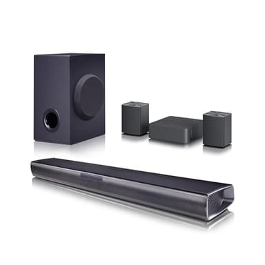 LG SQC4R - Barra de Sonido Inteligente, 220W, 4.1 Canales, Sonido Envolvente Dolby Digital con Bajos Potentes, Amplia Conectividad, HDMI, Bluetooth, USB, Entrada Óptica y App Android/iOS, Negro