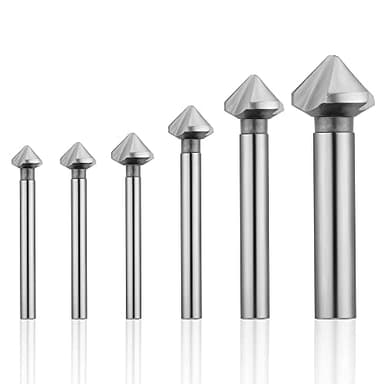 Fixinus Juego de 6 avellanadores cónicos de metal Hss, 90° HSS de 90° con revestimiento de titanio y broca de posicionamiento preciso para el orificio de placa aislante de tablero