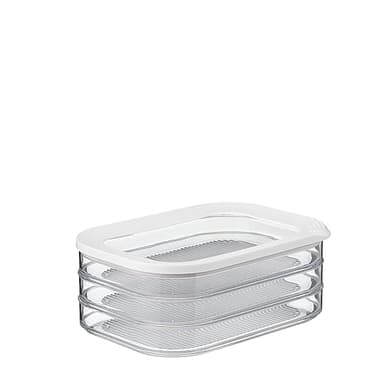 Mepal - Recipiente de Almacenamiento de Carne Modula 3 Piezas - Caja de Almacenamiento Frigorífico con Tapa - Adecuado para Almacenar Cárnicos - 3 Cajas de Almacenamiento - 1650 ml - White