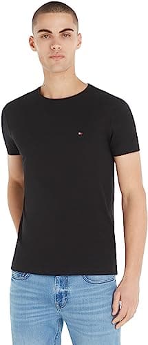 Tommy Hilfiger Camiseta Manga Corta Hombre Core Stretch Slim Fit, Negro (Black), S