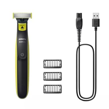 Cortabarbas - PHILIPS - Oneblade QP2724/10 - 3 accesorios (1 / 3 / 5 mm) incluidos - inal�mbrico recargable - Verde / Negro