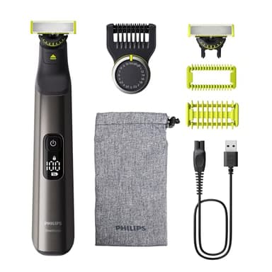 Philips OneBlade Pro 360 Auténtico Barbero, afeitadora y recortadora eléctrica facial y corporal, 2x 360 cuchillas, 1x peine de 20 longitudes, 1x kit corporal, 1x funda blanda, QP6552/30
