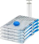 Amazon Basics Bolsas de almacenamiento comprimibles mediante vacío manual, X-Jumbo paquete de 4 bolsas tamaño extragrande, Cremallera, Transparente