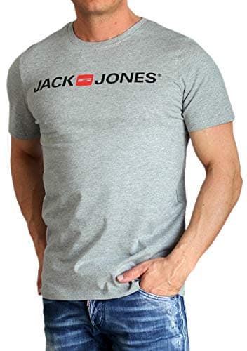 JACK & JONES Jjecorp Logo Tee Ss Crew Neck Noos, Camiseta Hombre, Gris (Light Grey Melange Detail: Slim Fit - Melange), X-Large