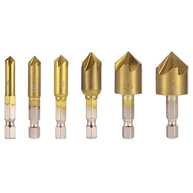 Fixinus Juego de 6 brocas avellanadoras cónicas, avellanadores de madera, juego de brocas avellanadoras de 82 grados para madera, puntas de cambio rápido de 6 mm a 19 mm