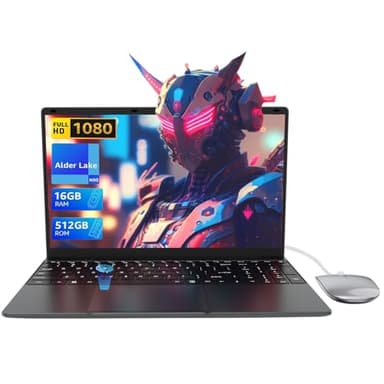 PINSTONE 15.6 "Ordenador portátil - 16 GB de RAM 512 GB SSD, PC portátil Quad Core N95, Soporte portátil Touch ID, WiFi, BT4.2, retroiluminación del Teclado, Adecuado para Estudiantes/Empresas