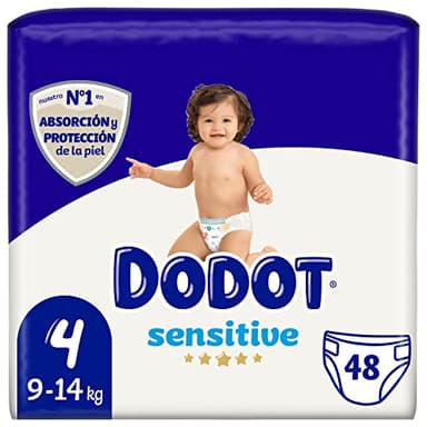 DODOT Sensitive - Pañales, 9 A 14 Kg, Blanco, Talla 4, Vanilla, 48 Unidad