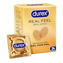 Durex Preservativos Real Feel, Extra lubricados, Sin Látex, Forma Easy-On, 24 condones